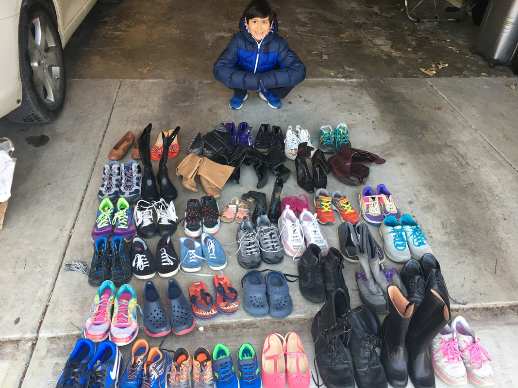 Yasseen was able to collect and donate 56 pair assorted footwear